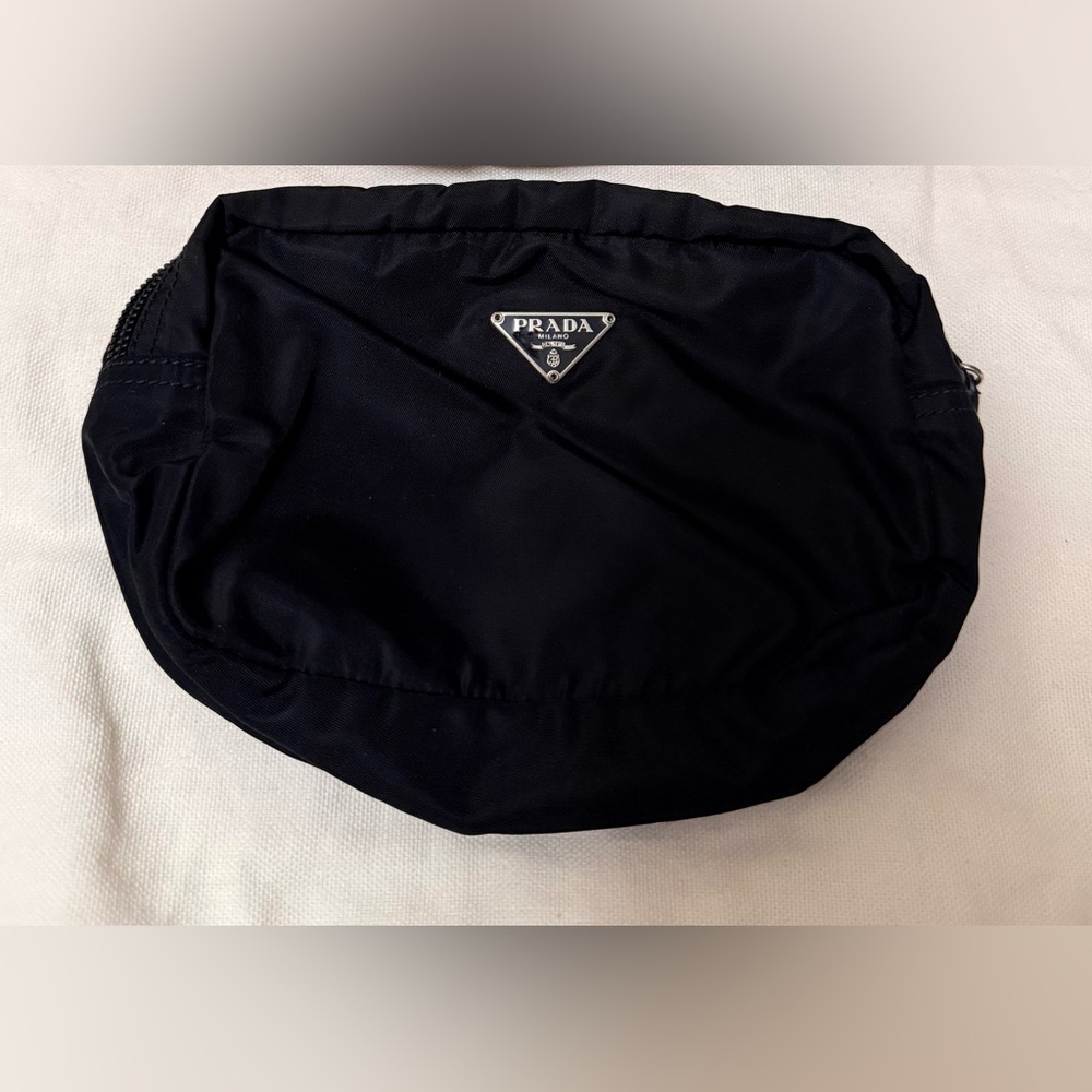 Prada Black Nylon Pouch with Triangle Logo